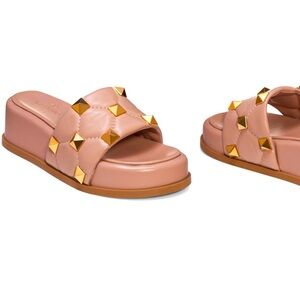 VALENTINO Garavani Roman Pyramid Stud Platform Sandal Wedge Slide - Size 40.5